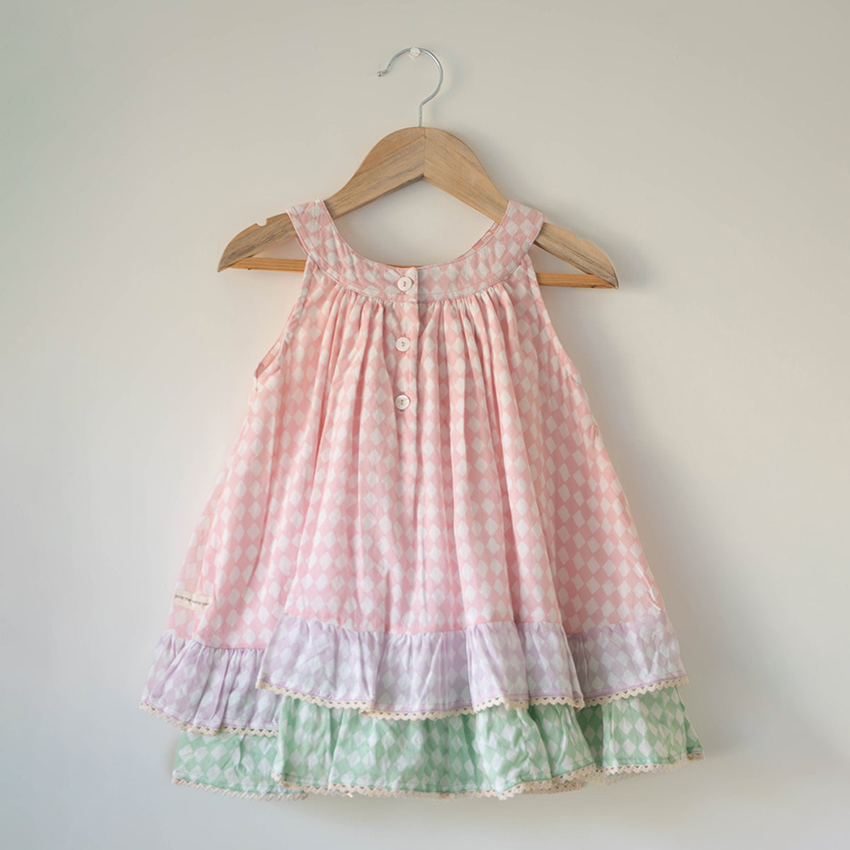 Pocketful Of Sunsets Dress In Rhombus Block Print