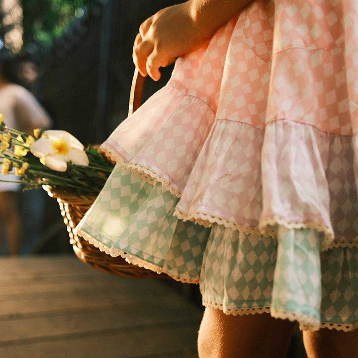 Pocketful Of Sunsets Dress In Rhombus Block Print