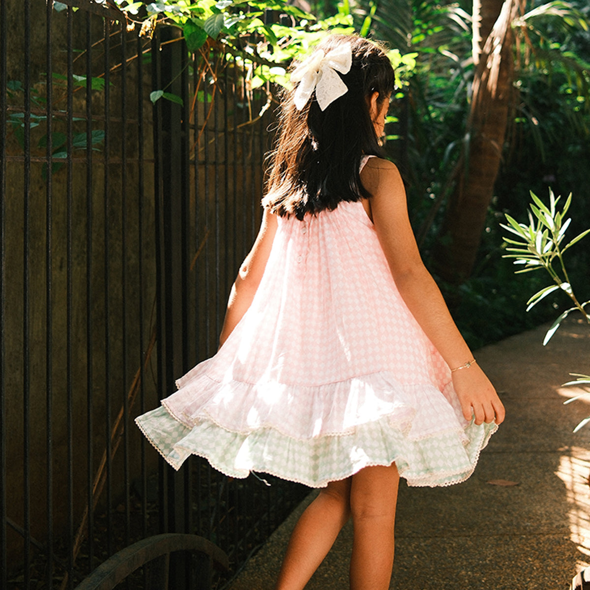 Pocketful Of Sunsets Dress In Rhombus Block Print