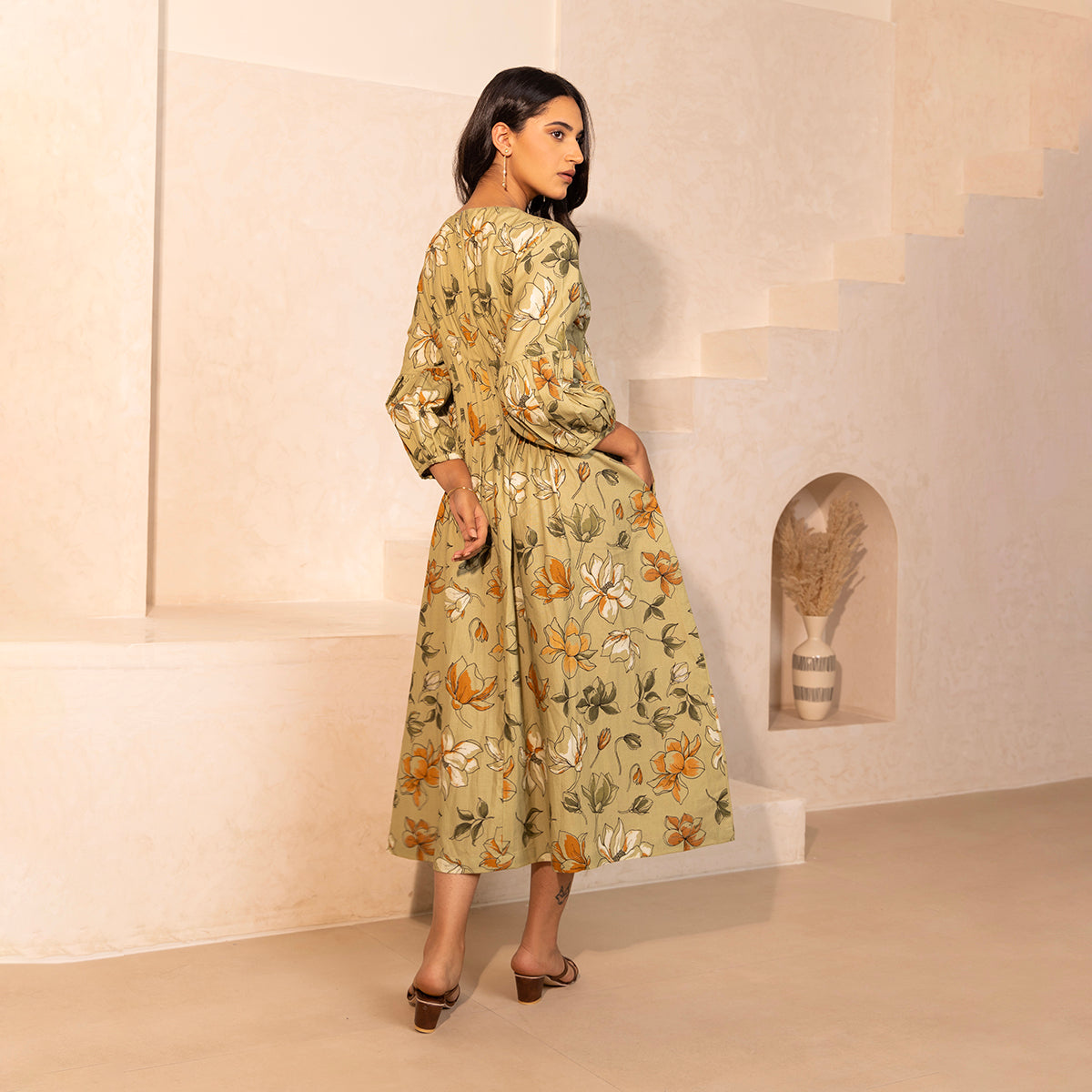 Oyster Dress- Magnolia Print