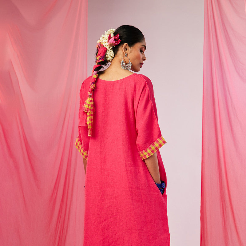 Festive Wear For Women | Linen Kurta Set | Pink