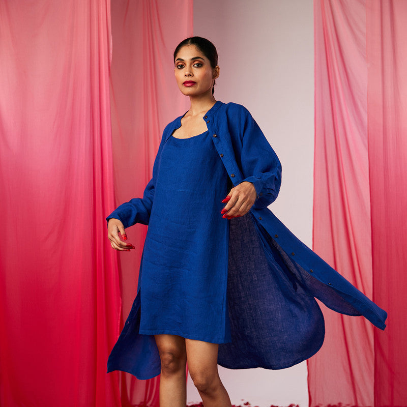 Linen Slip Dress | Blue