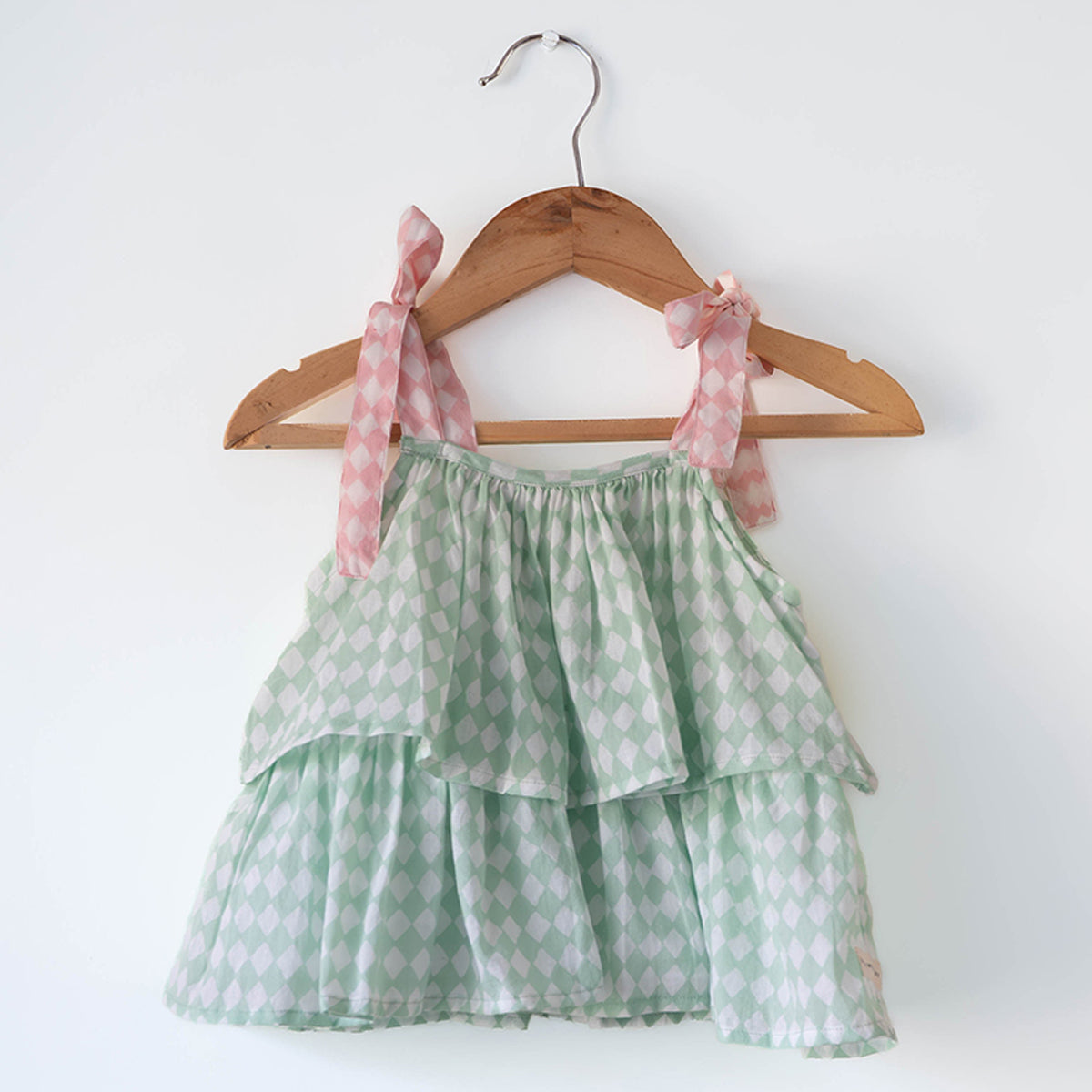 Wander Co-Ord Set In Sage Green Rhombus