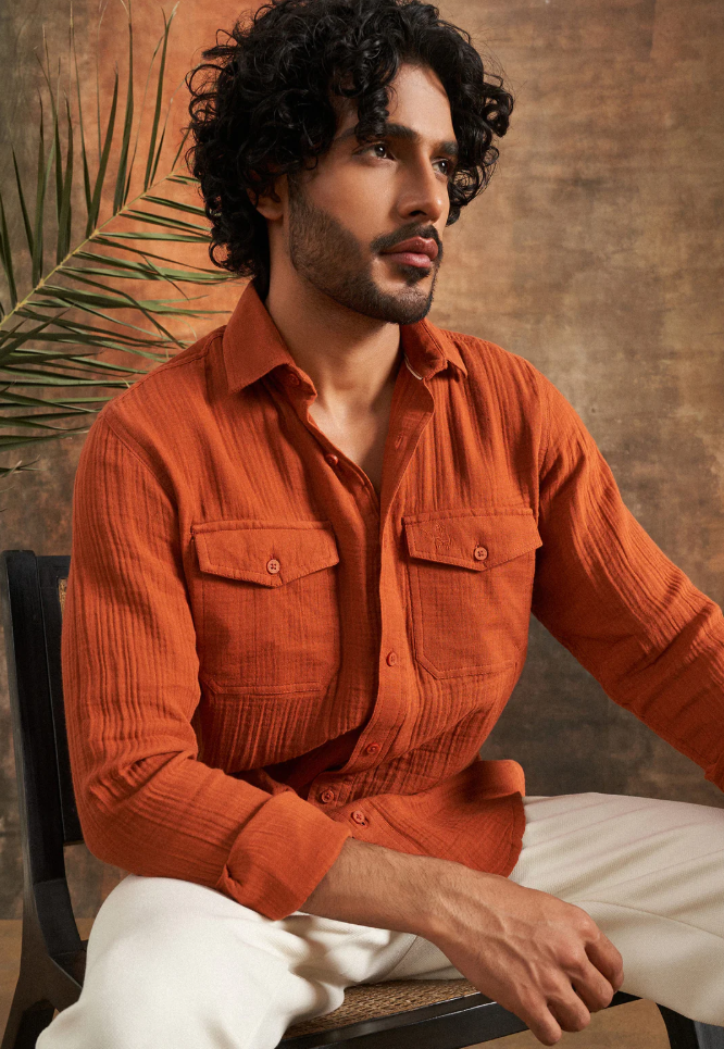Terracotta Dusk Cotton Gauze Shirt