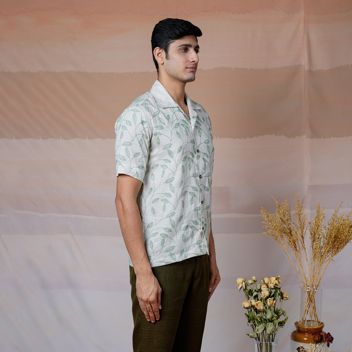 Forest Fern - Hand Embroidered Unisex Linen Shirt