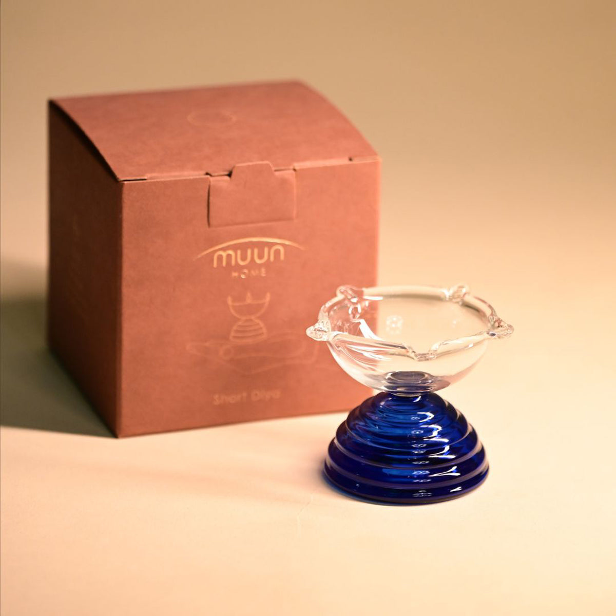 Blue Glass Diya - Small