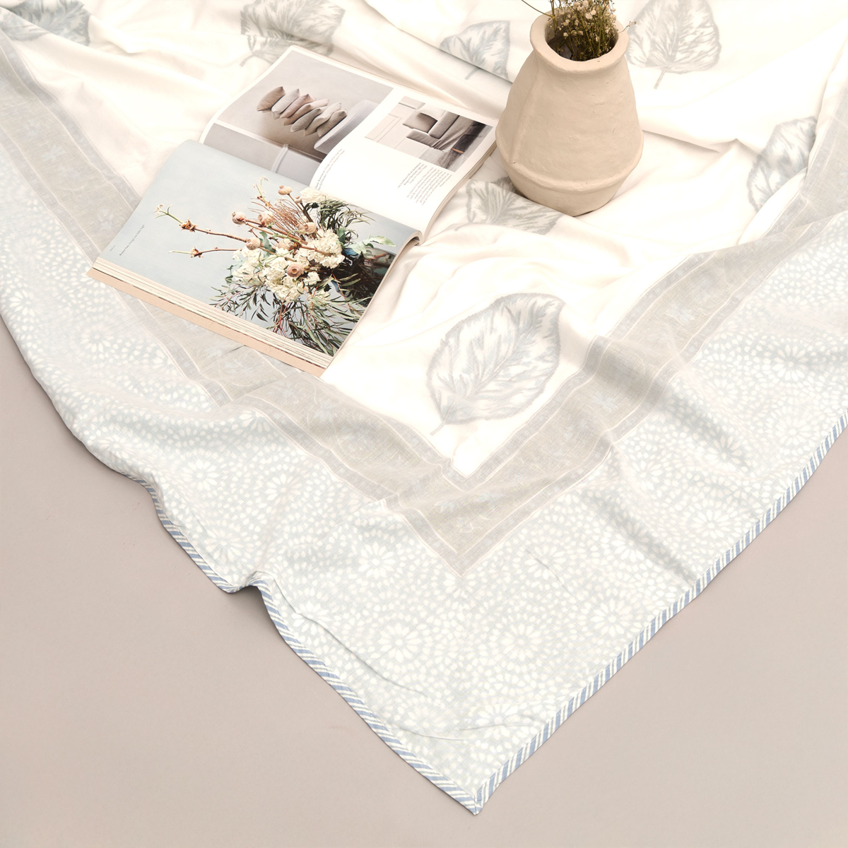 Floral Hues Muslin Dohar (Leaf)