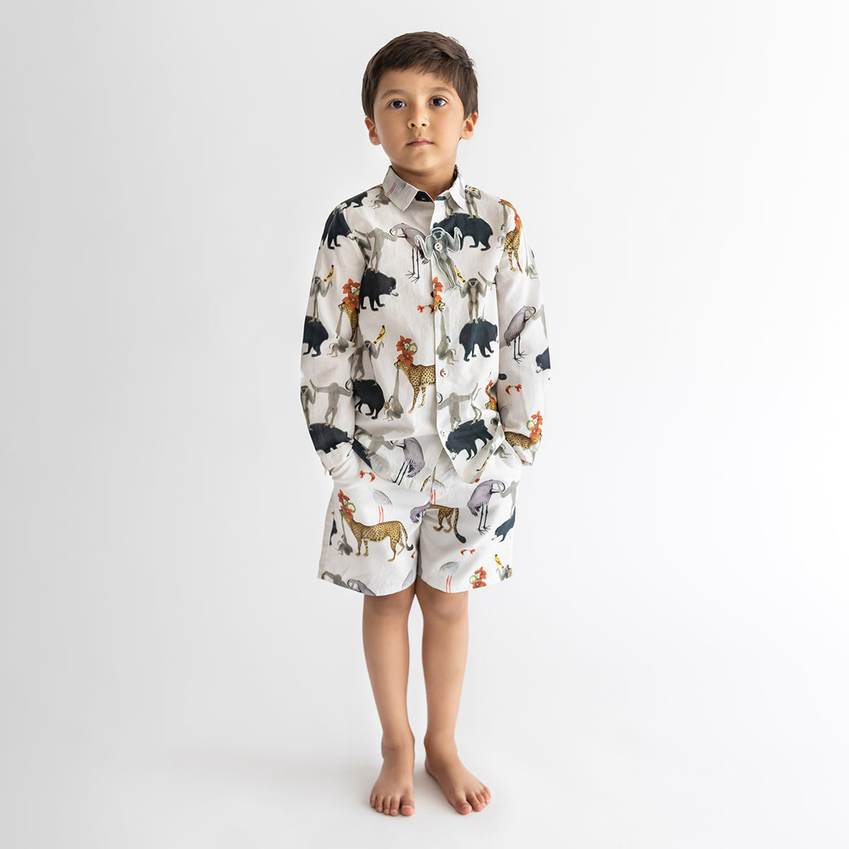 Chidiya Ghar Ki Sair Ivory Shirt And Shorts Set