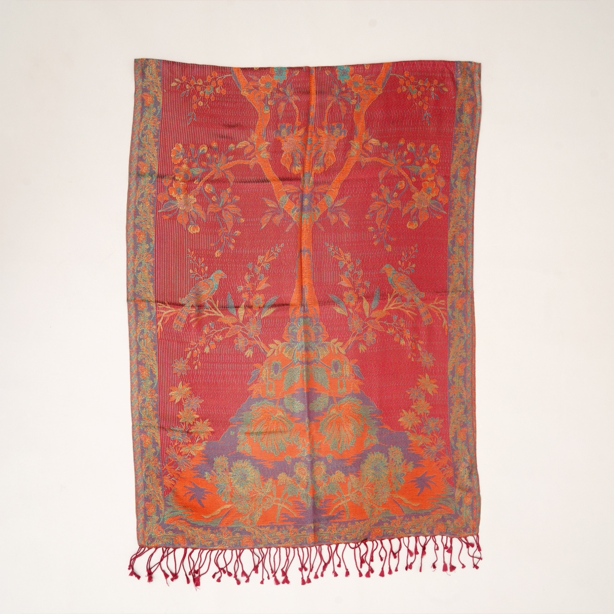 Red & Blue | Tree Of Life Special Edition Silk Stole (V)
