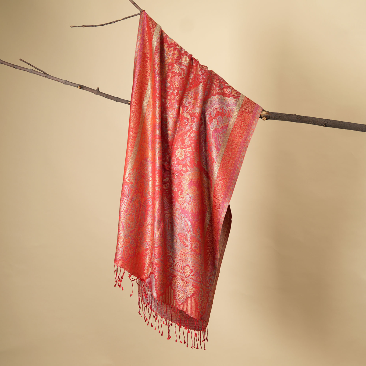 Orange & Silver | Paisley Special Edition Silk Stole