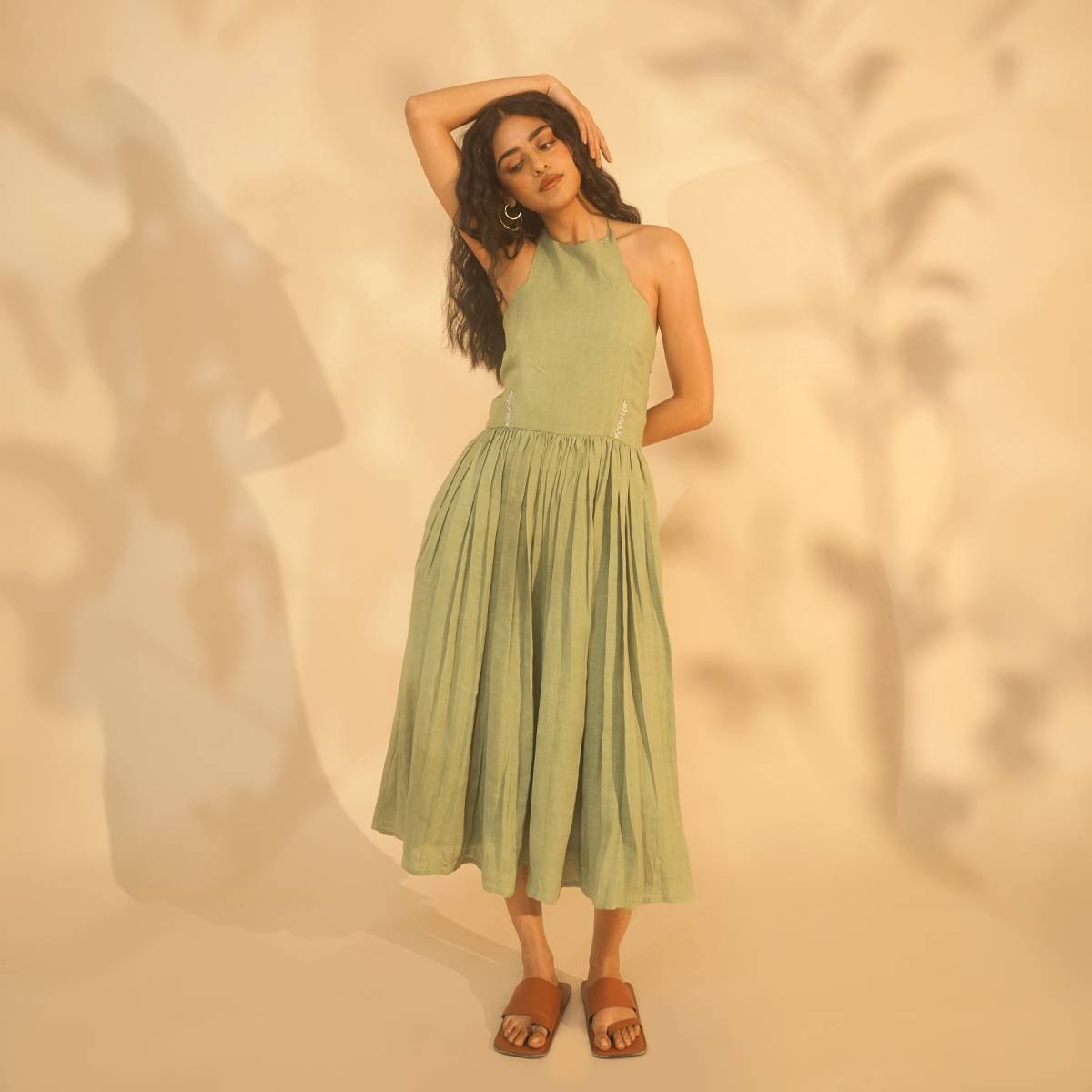 Titli Halter Dress - Sage Green