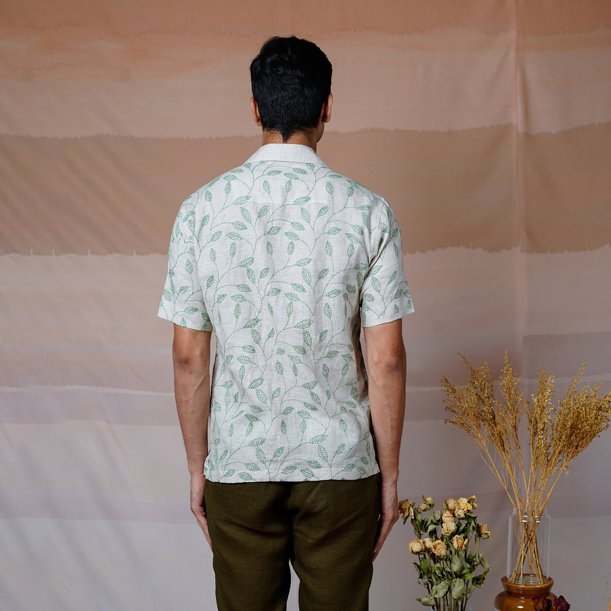 Forest Fern - Hand Embroidered Unisex Linen Shirt
