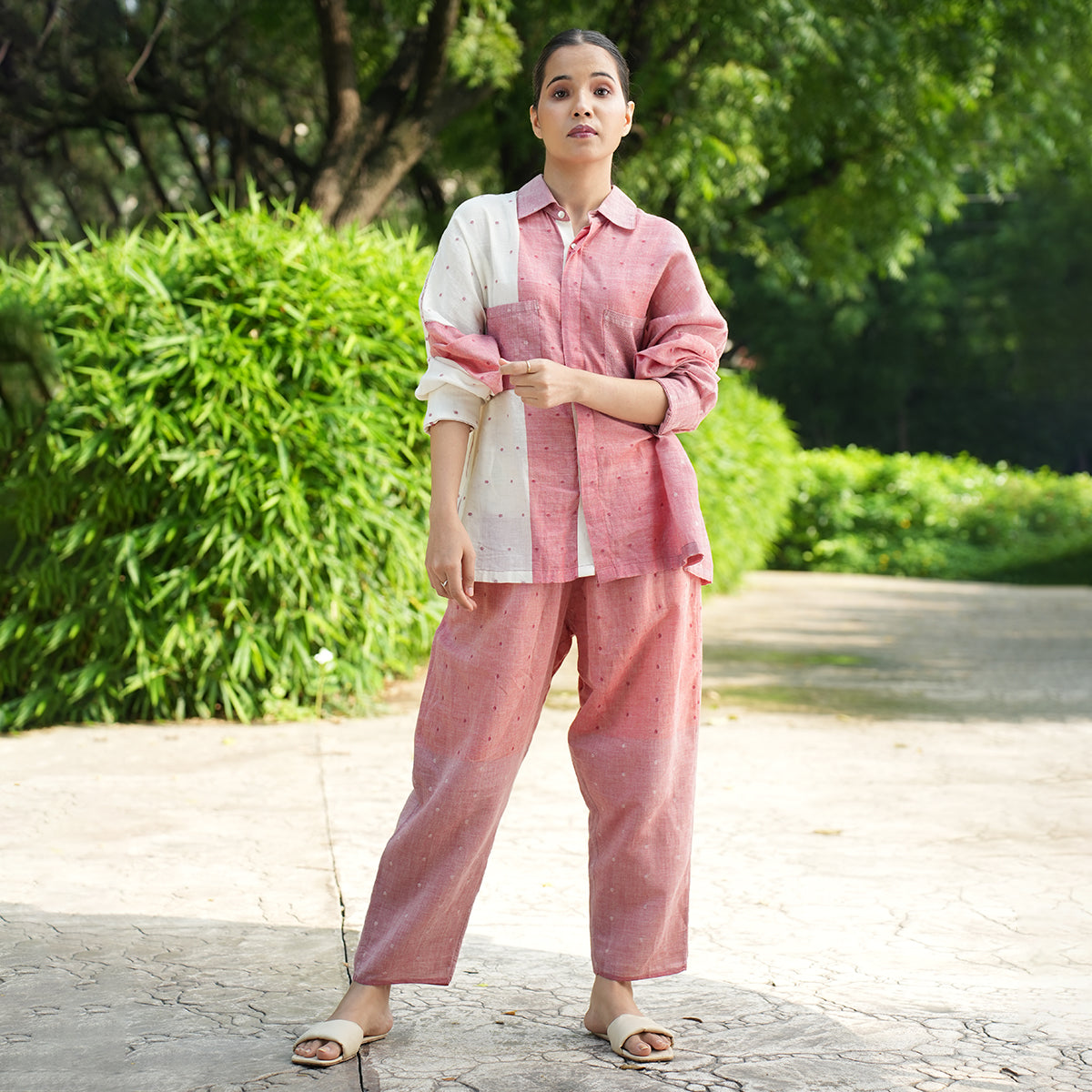 Lapis Shirt-Ecru And Brick