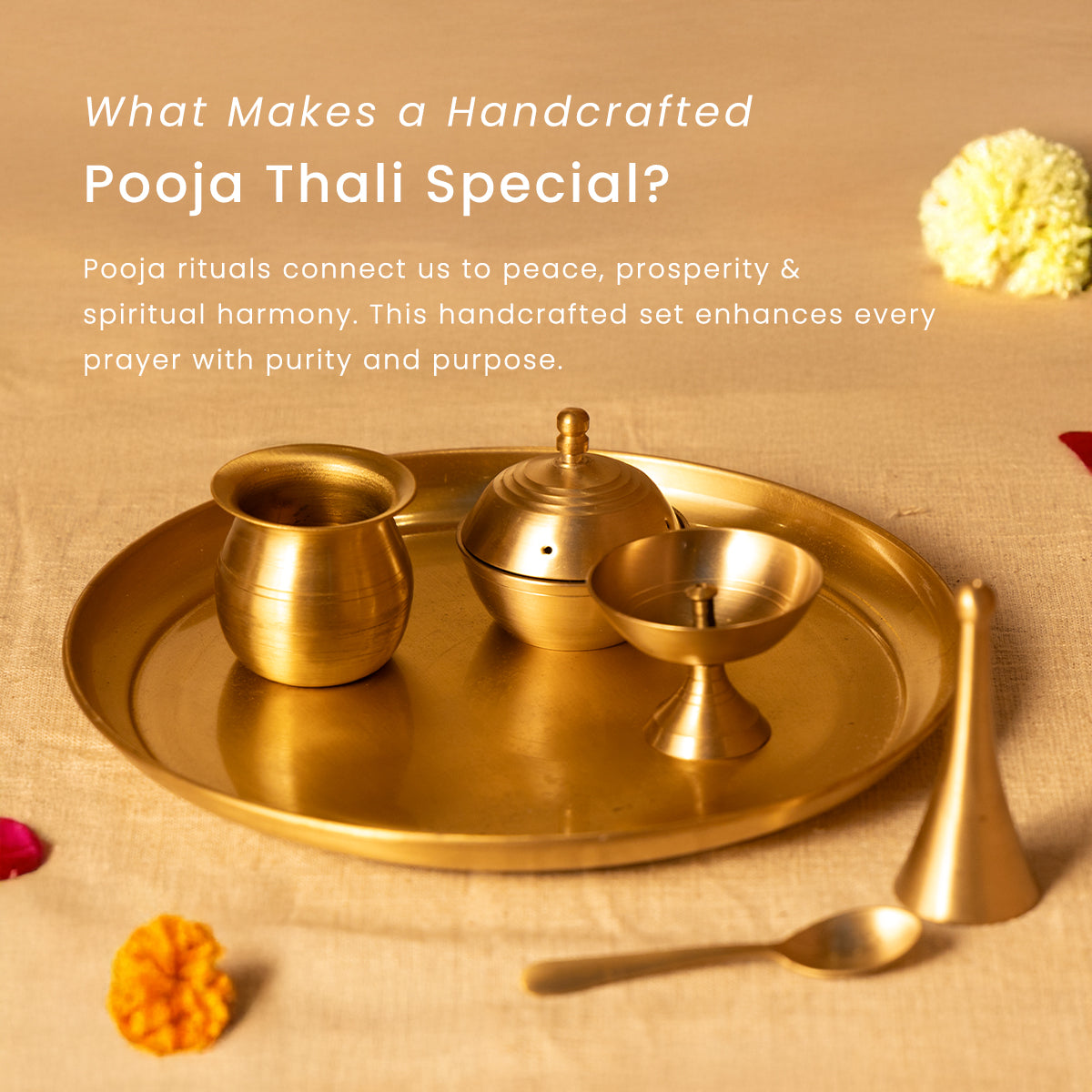 Brass Pooja Thali- Plain- Set Of 7