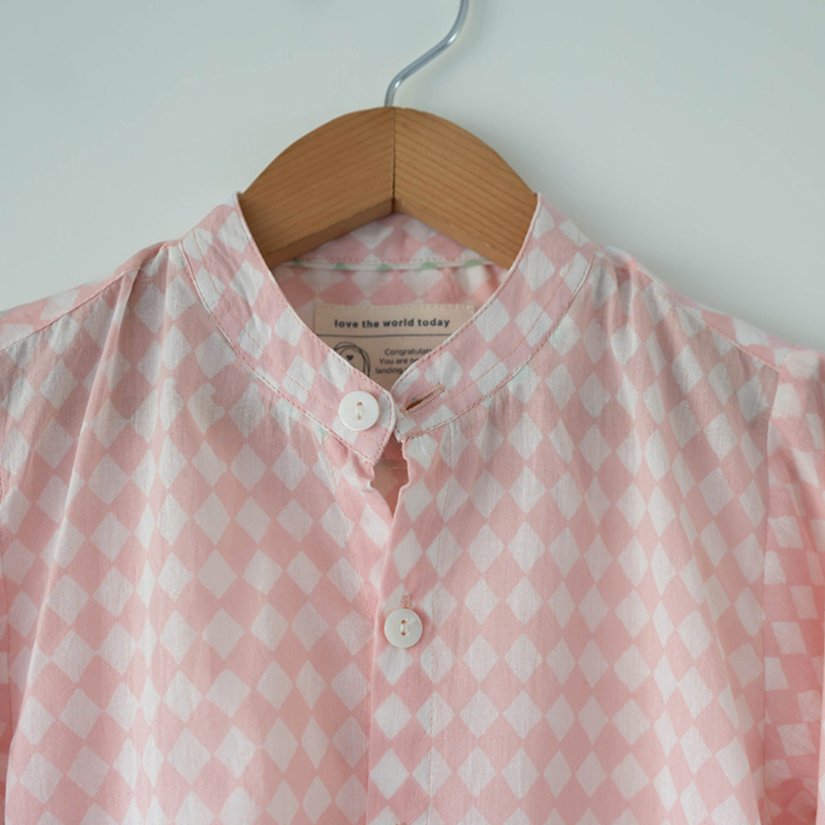 Barefoot Boy Shirt In Blush Pink Rhombus
