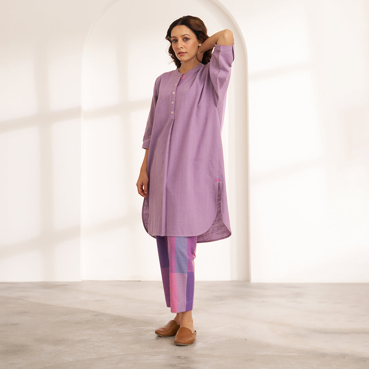 Lilac Handwoven Cotton Anti-fit Kurta