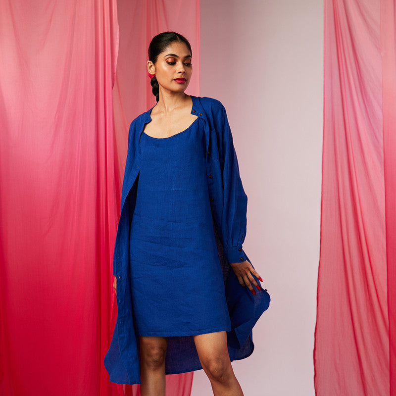 Linen Slip Dress | Blue