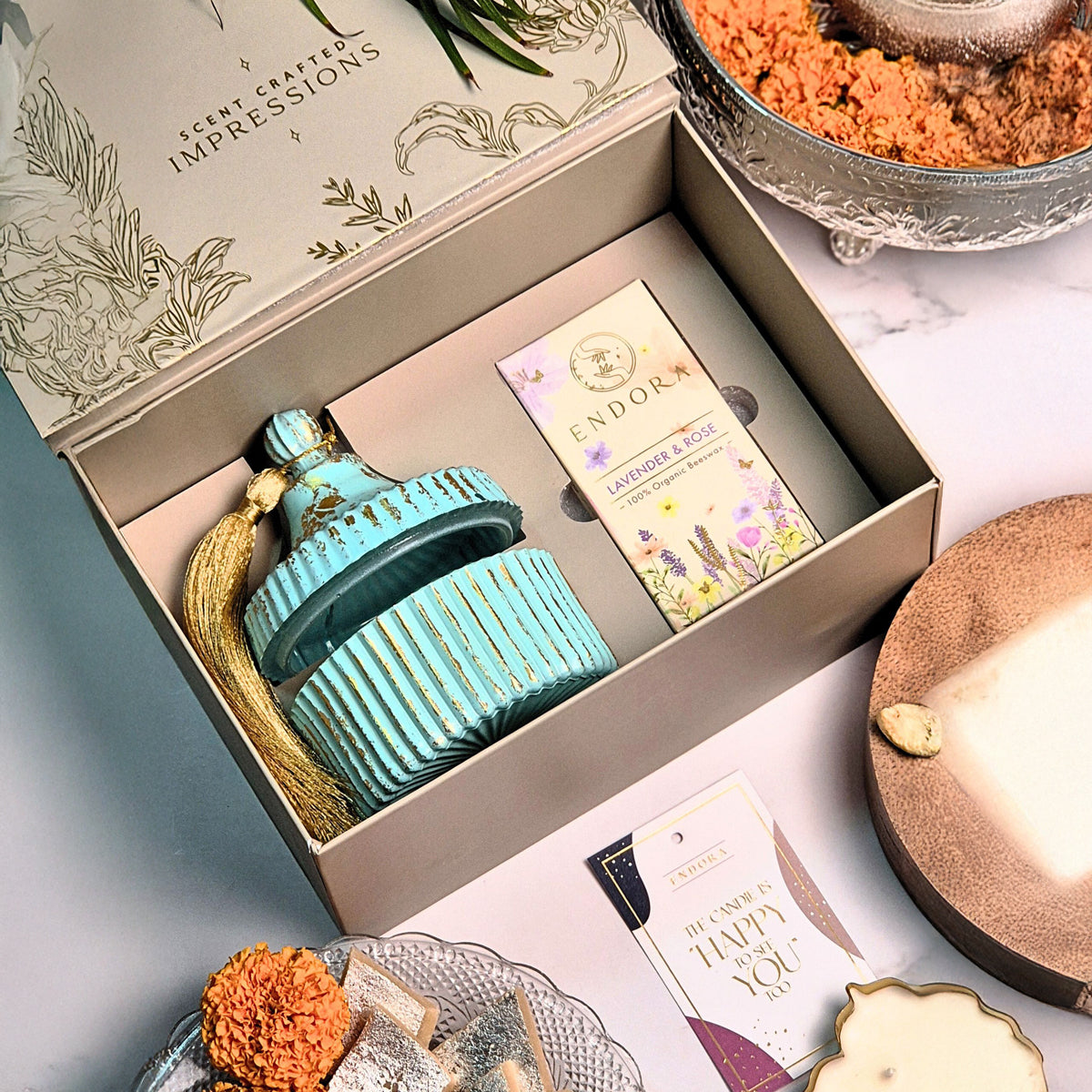 Tassel Lid Jar + Wax Tablet (Powder Blue )