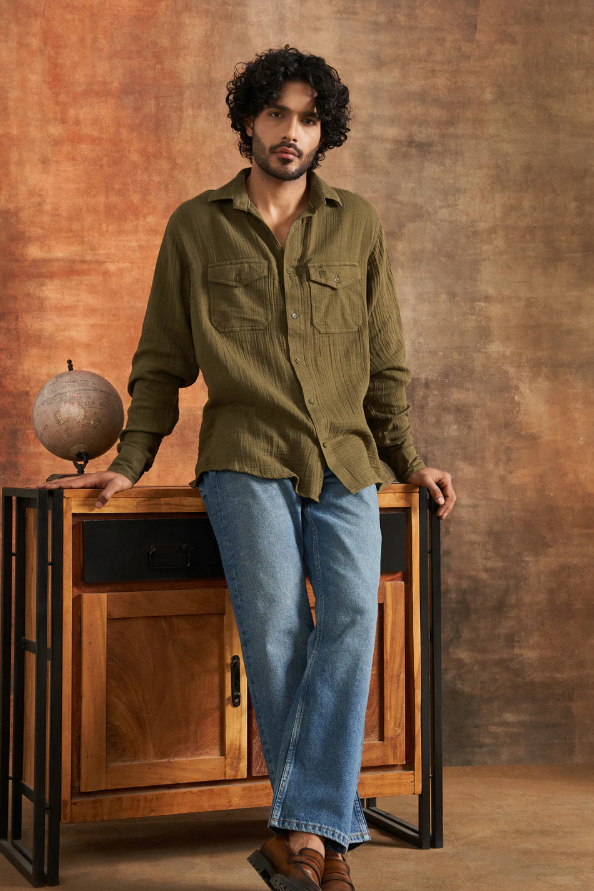 Bodhi Green Cotton Gauze Shirt