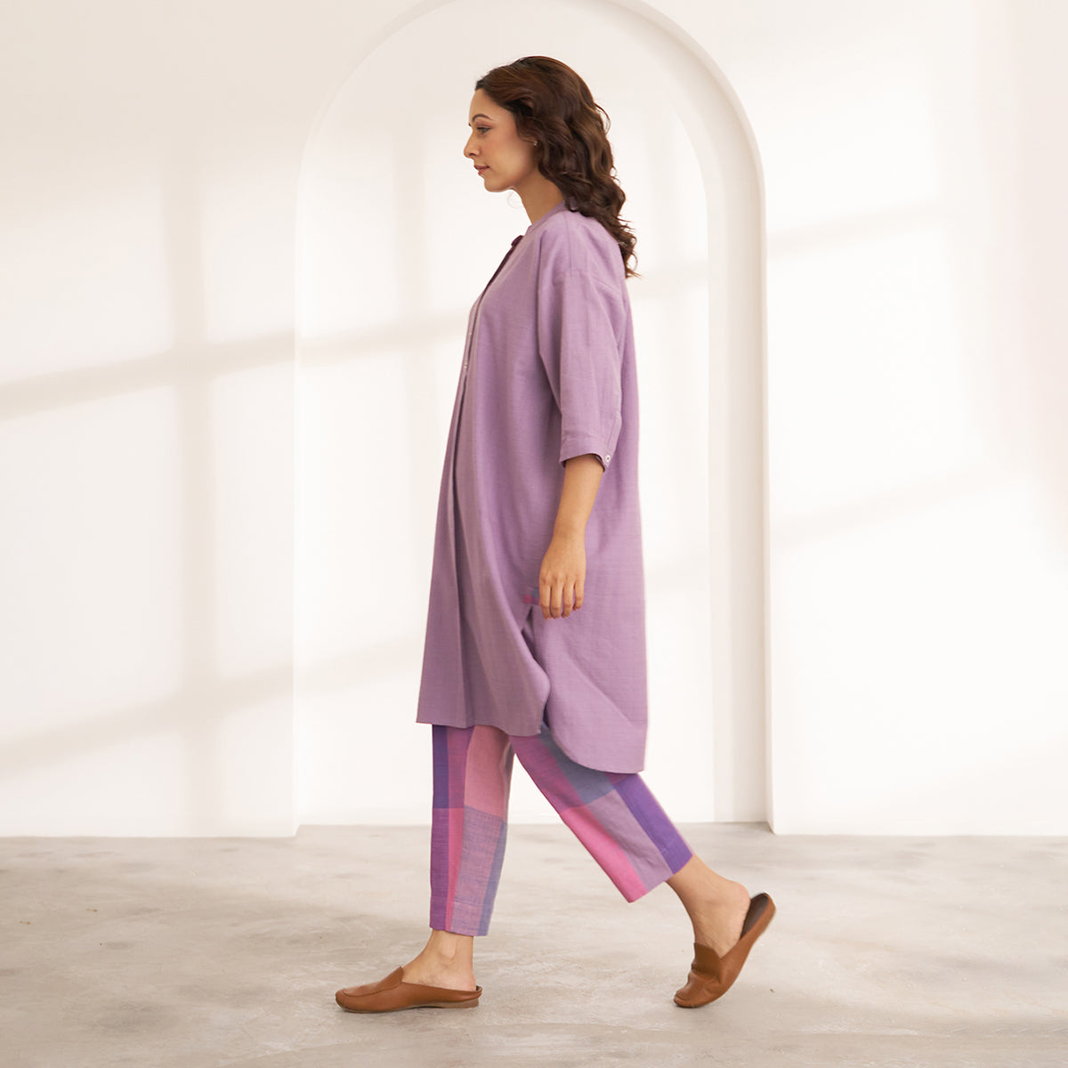 Lilac Handwoven Cotton Anti-fit Kurta
