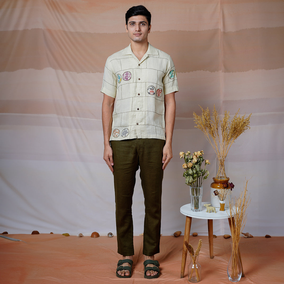 Cultural Tales - Hand Embroidered Unisex Linen Shirt