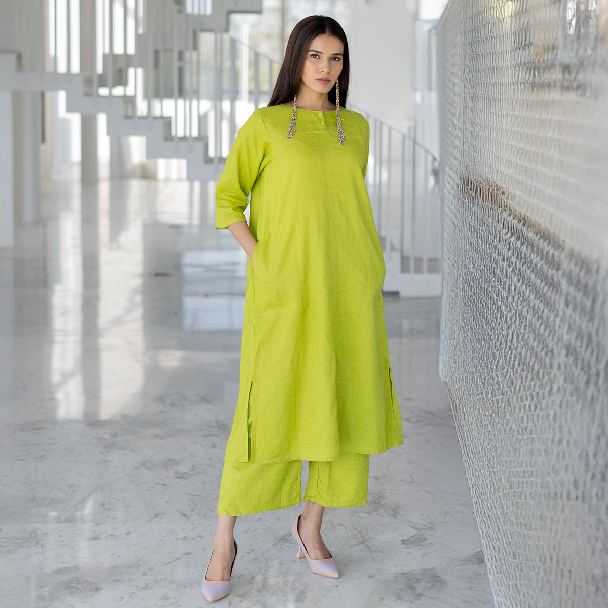 Avocado Green Kurta Set