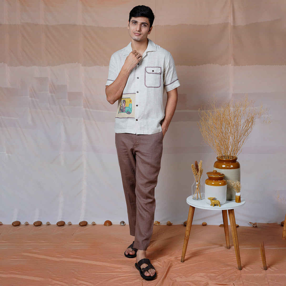 Metro Moments - Hand Embroidered Unisex Linen Shirt