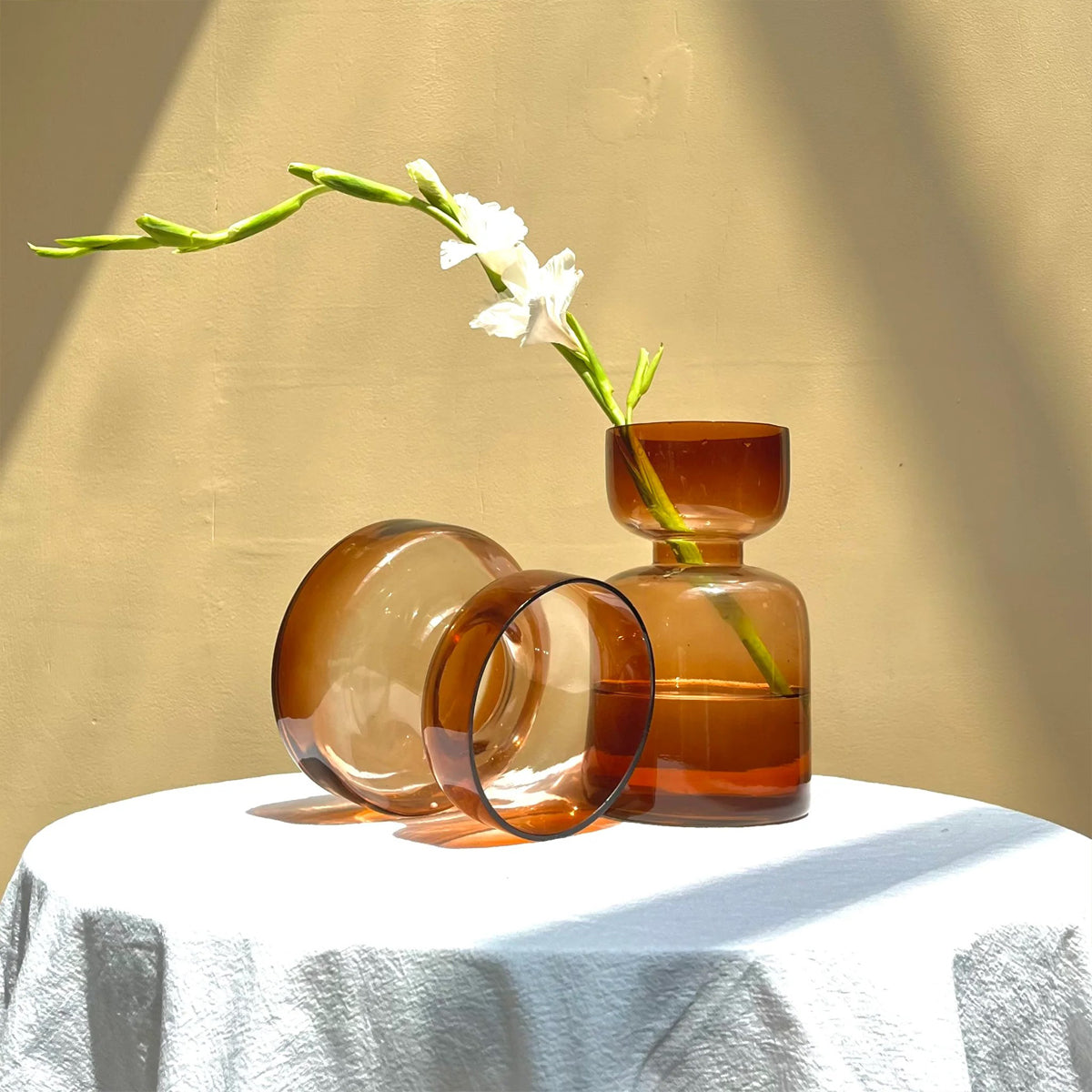 Haze Brown Glass Vase Tall