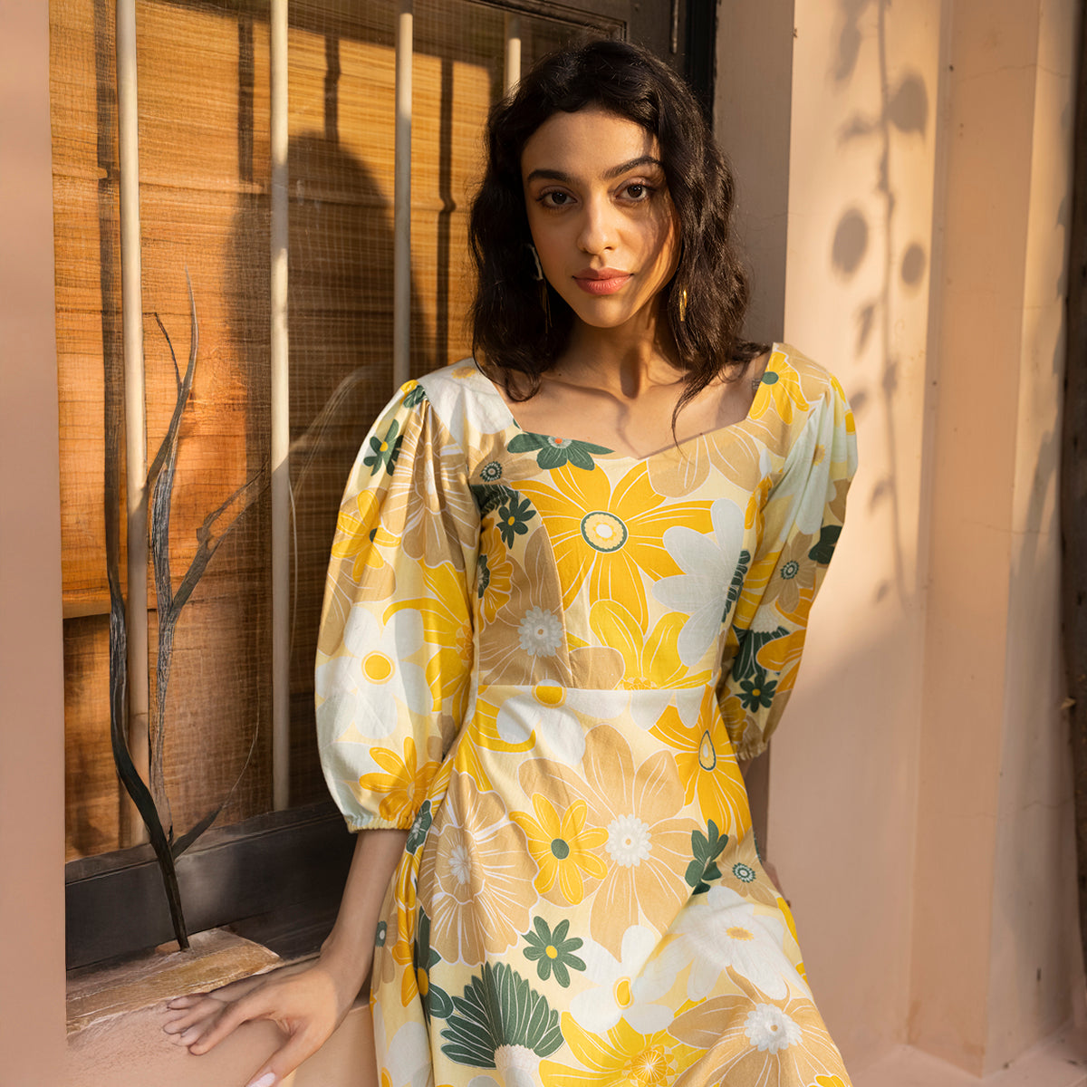 Blair Dress- Yellow Mosaic