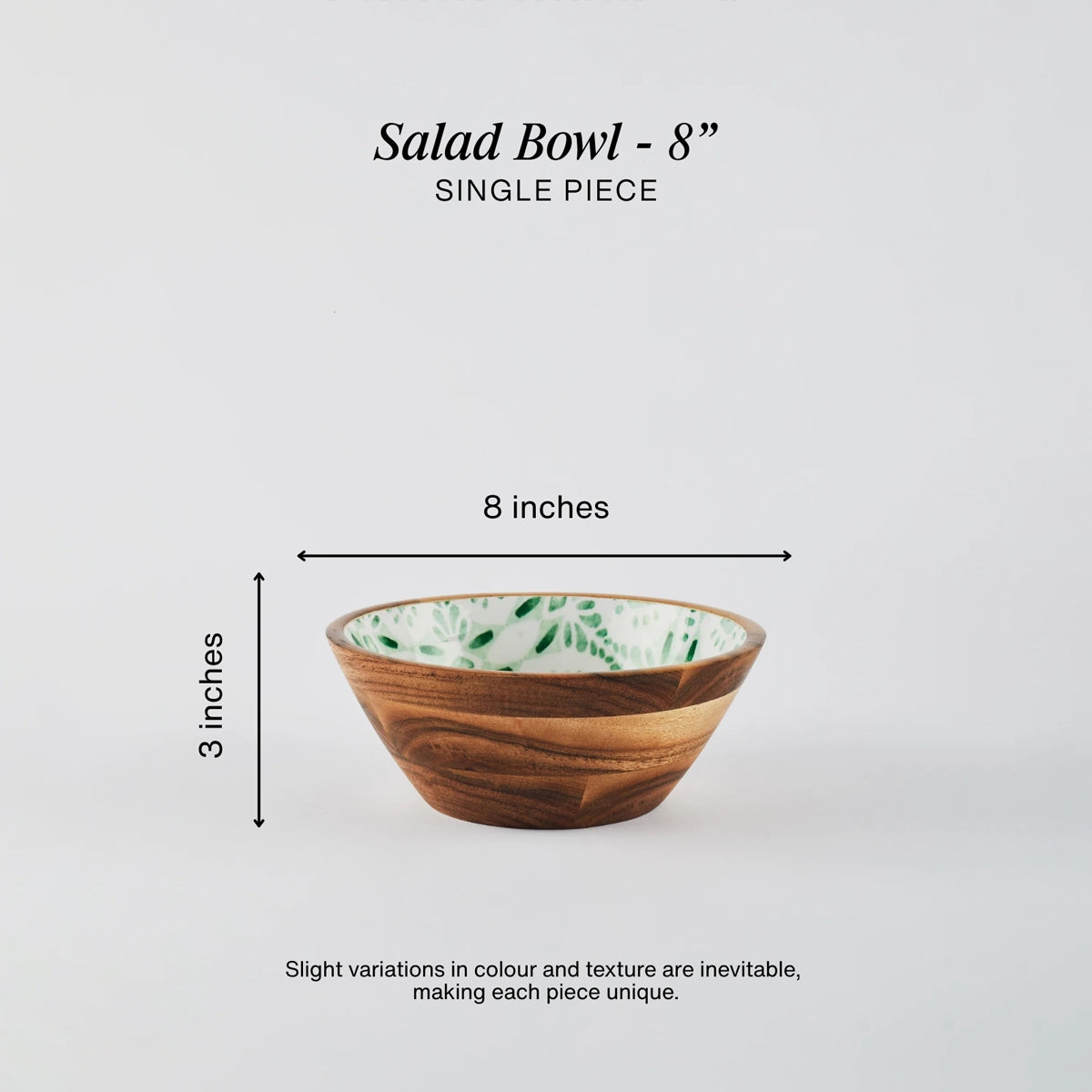 Sigago Wooden Salad Bowl - 8 inches