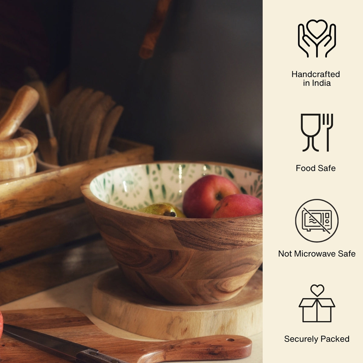 Sigago Wooden Salad Bowl (10 inches)