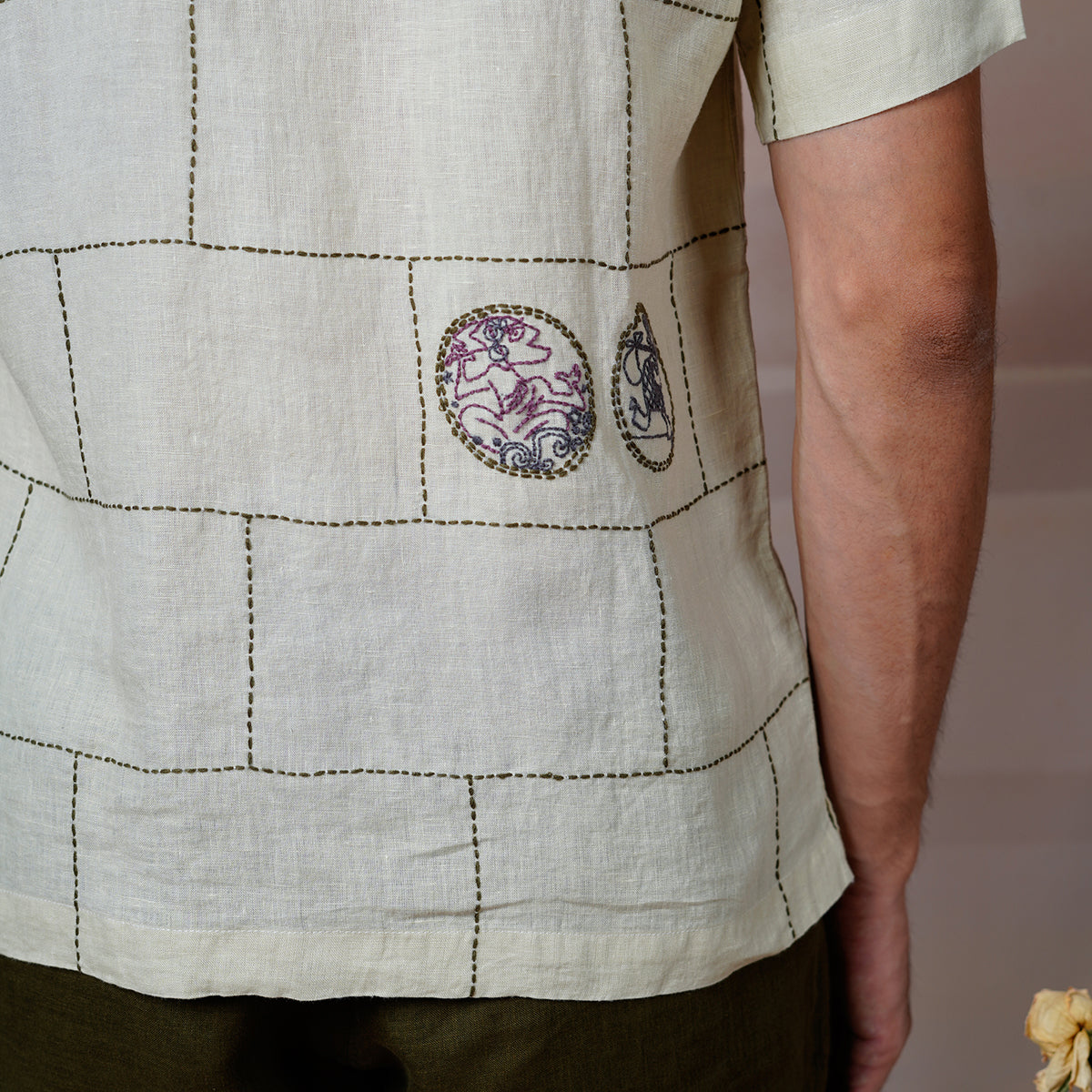 Cultural Tales - Hand Embroidered Unisex Linen Shirt