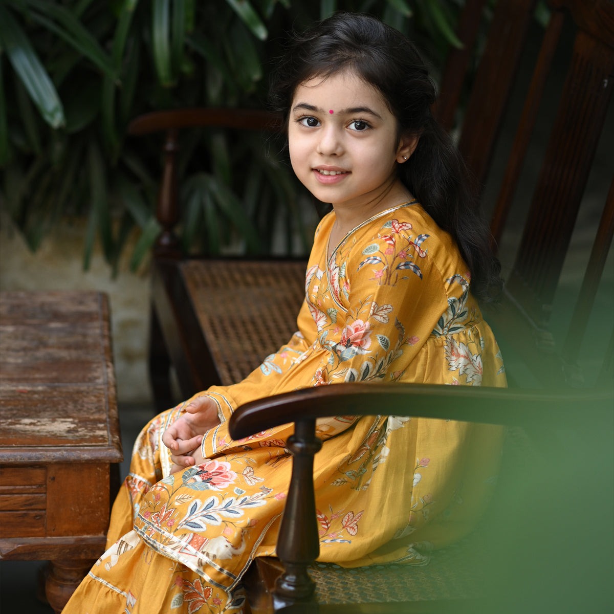 Reet Angrakha Sharara Set - Mustard Jungle Reverie