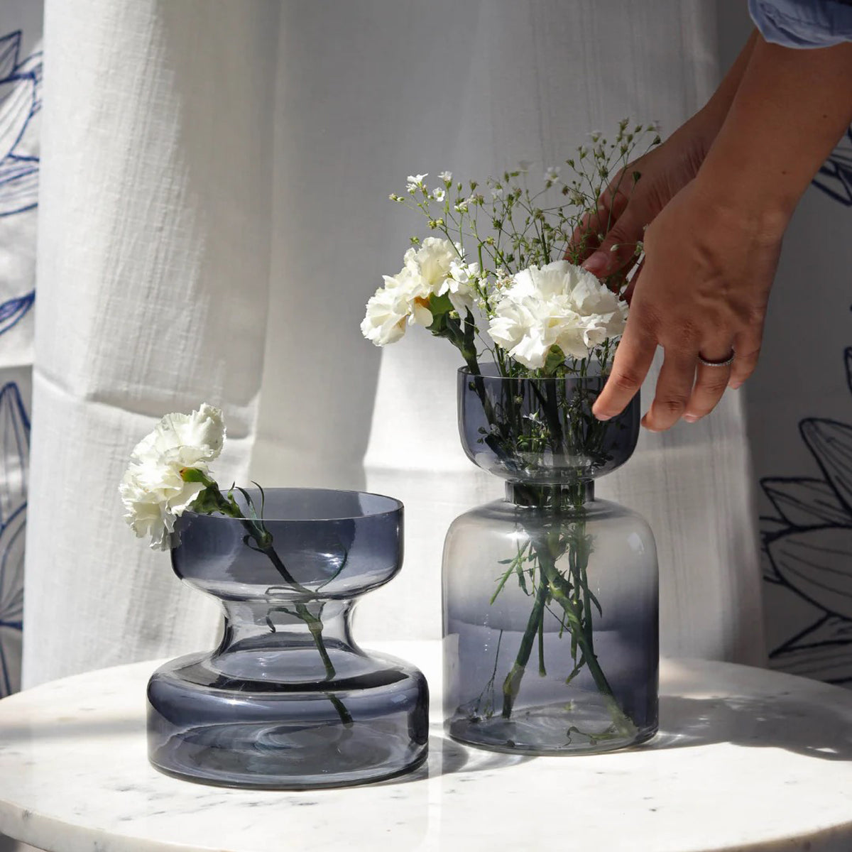 Slate Grey Glass Vase Tall