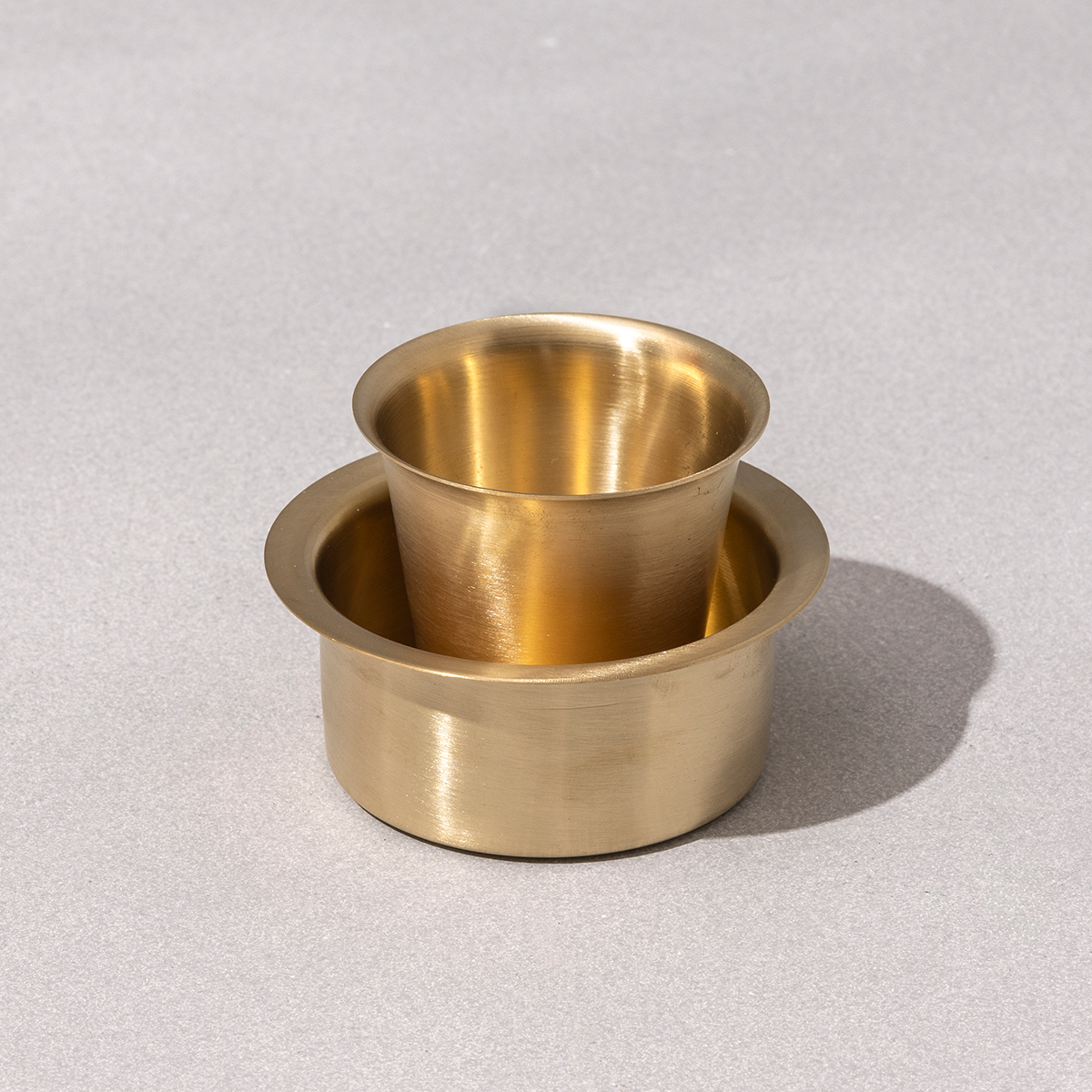 Brass Filter Coffee & Dabara Set | Gold | Set of 3 | Gift Box