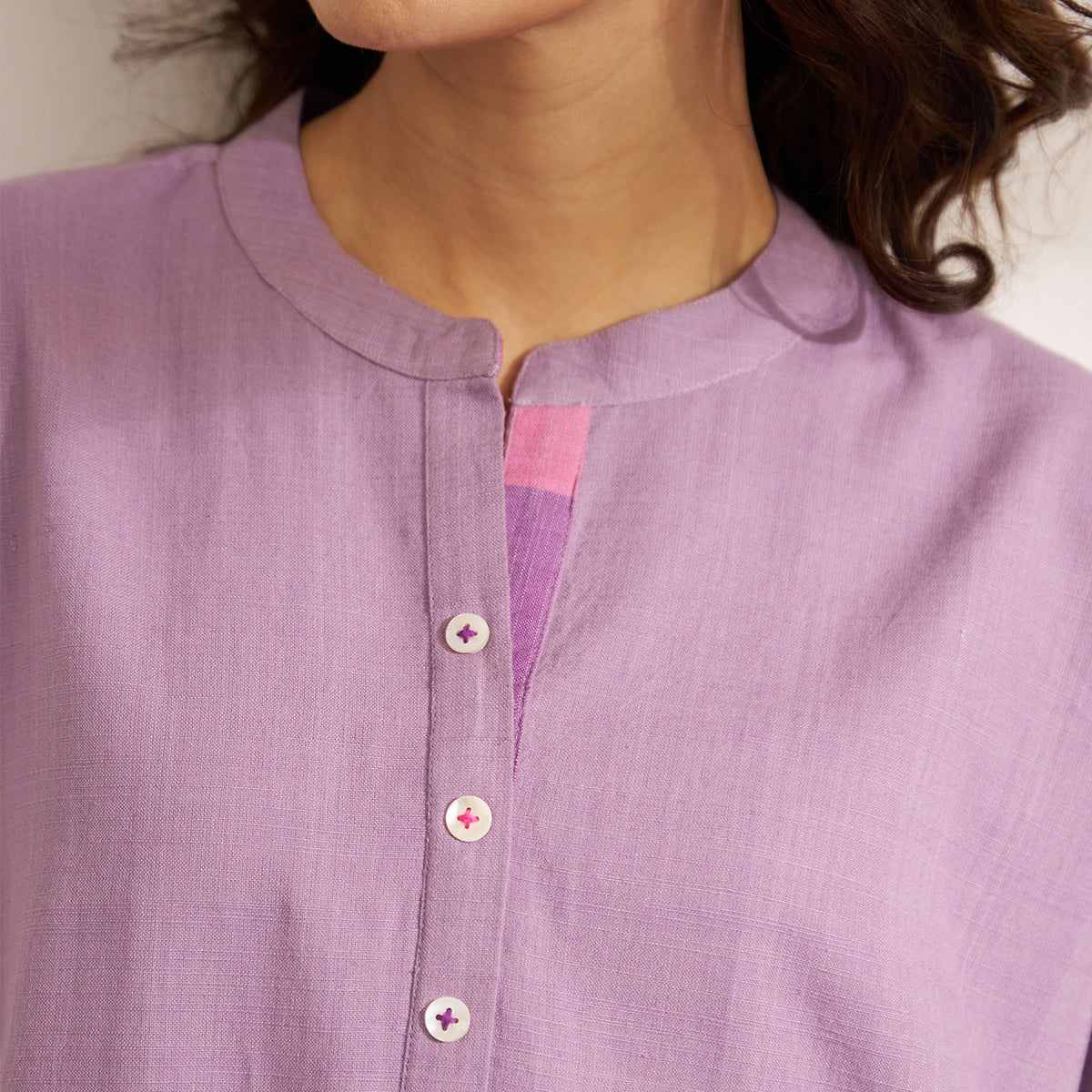Lilac Handwoven Cotton Anti-fit Kurta