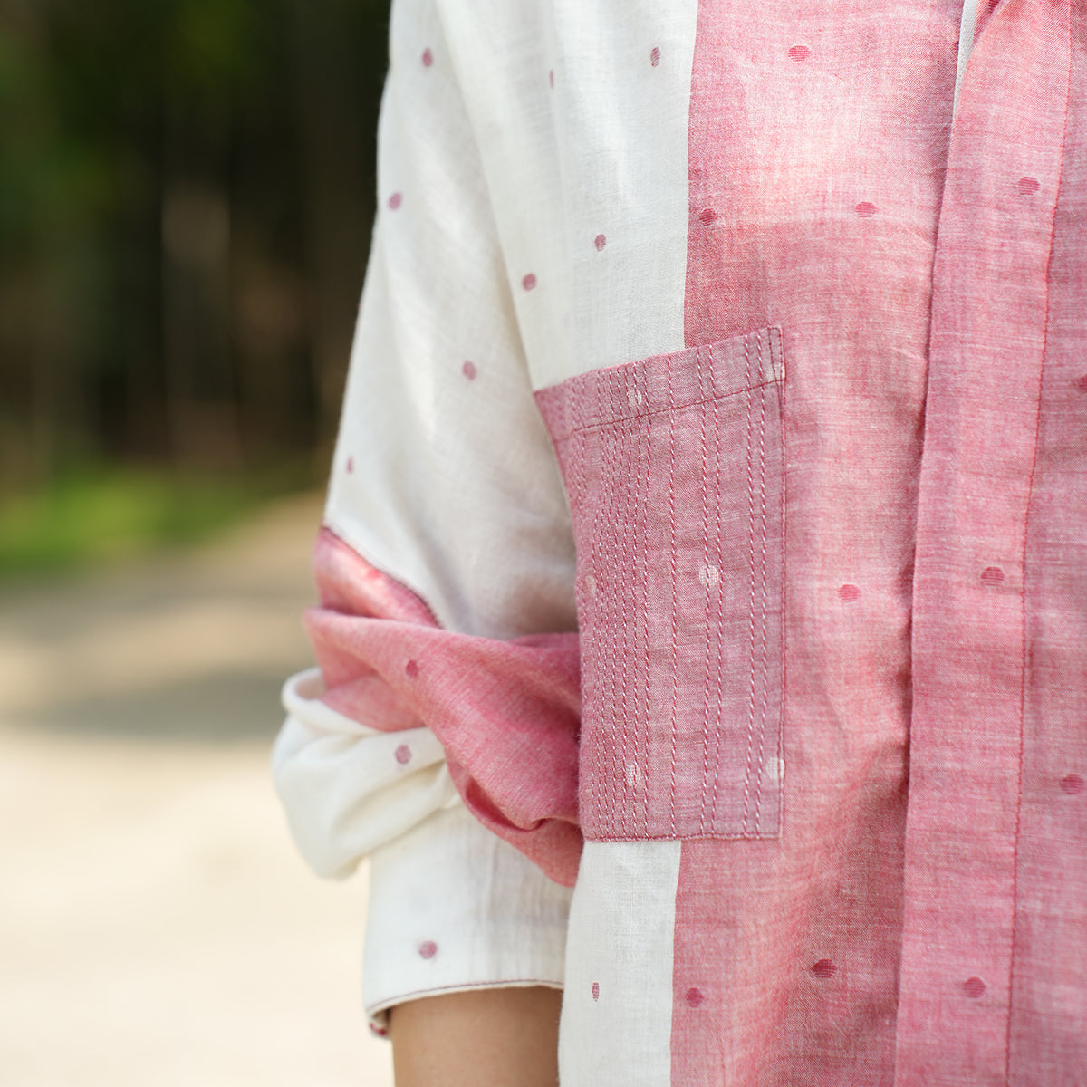 Lapis Shirt-Ecru And Brick