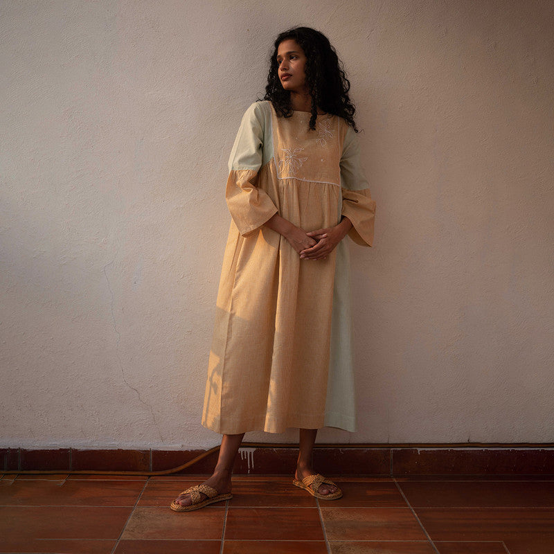 Cotton Dresses for Women | Hand Embroidered | Yarn-Dyed | Yellow
