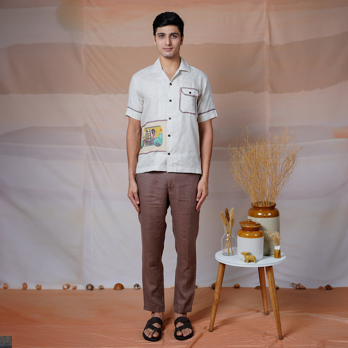 Metro Moments - Hand Embroidered Unisex Linen Shirt