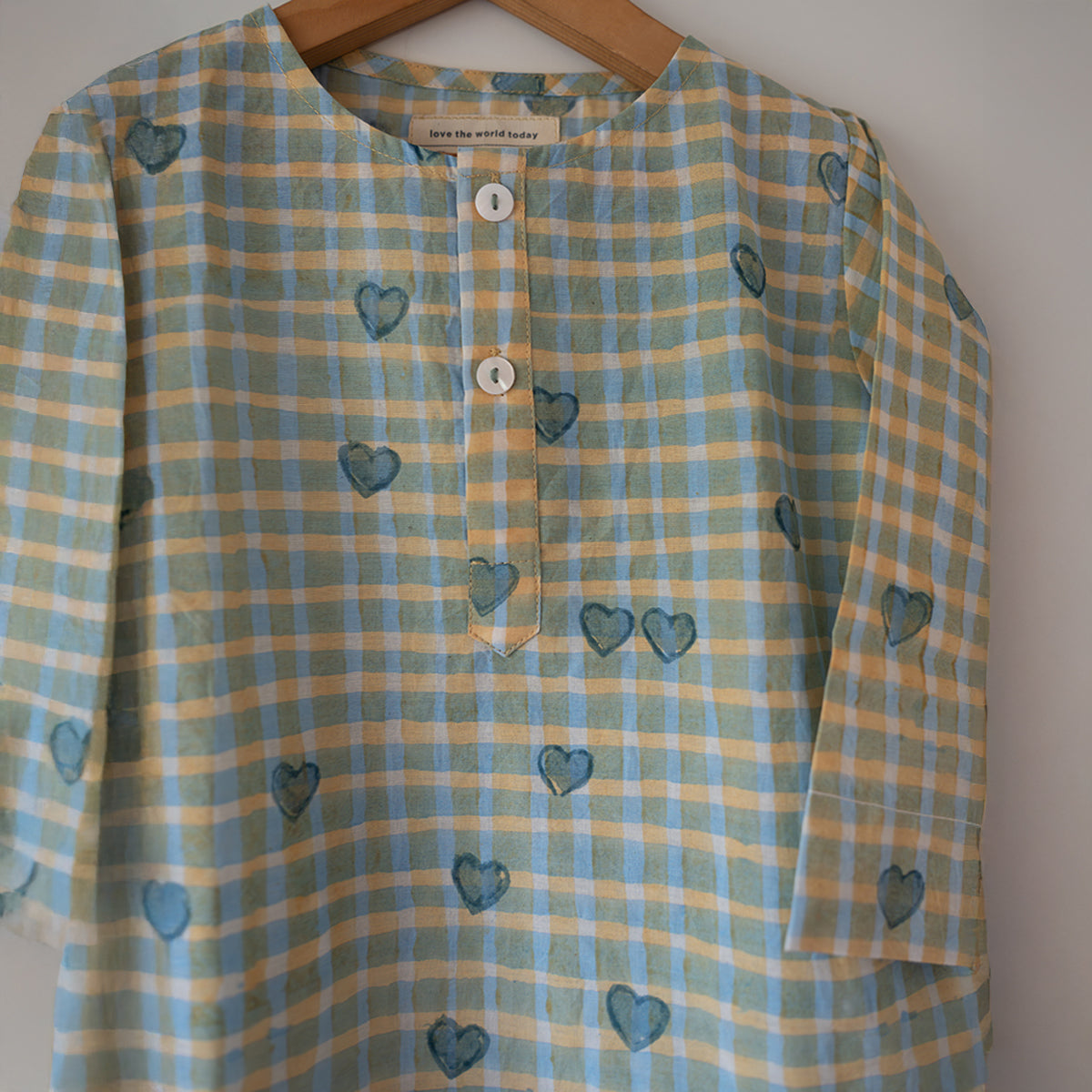 I Want To Be Like Grandpa Kurta Pajama Set In Blue Baked With Love Print