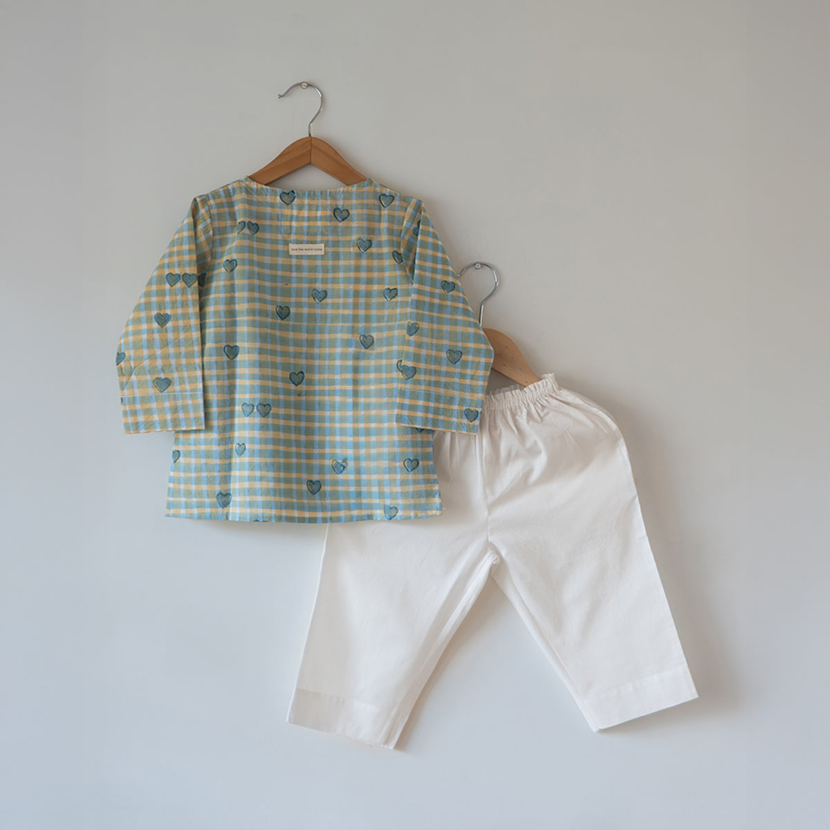I Want To Be Like Grandpa Kurta Pajama Set In Blue Baked With Love Print