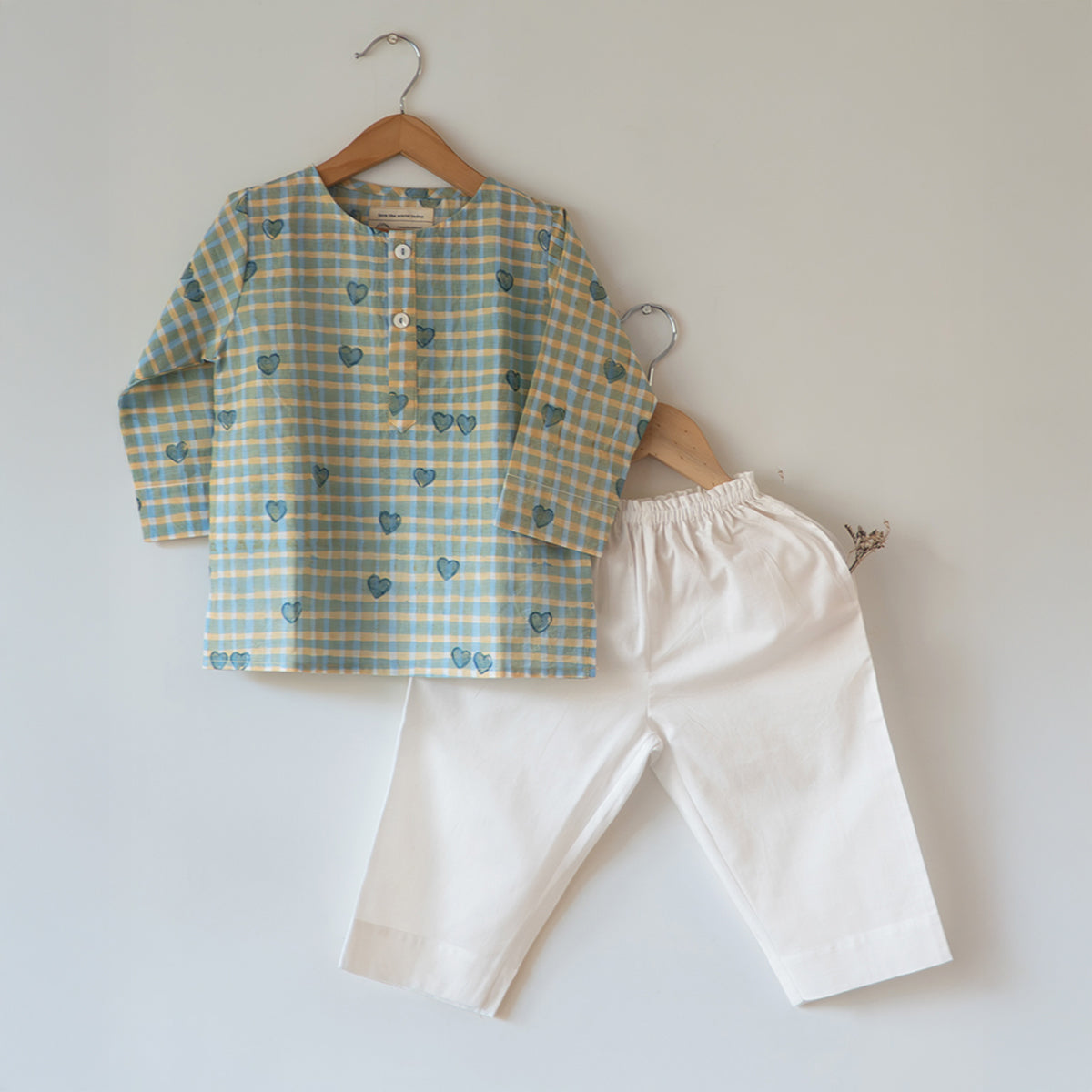 I Want To Be Like Grandpa Kurta Pajama Set In Blue Baked With Love Print