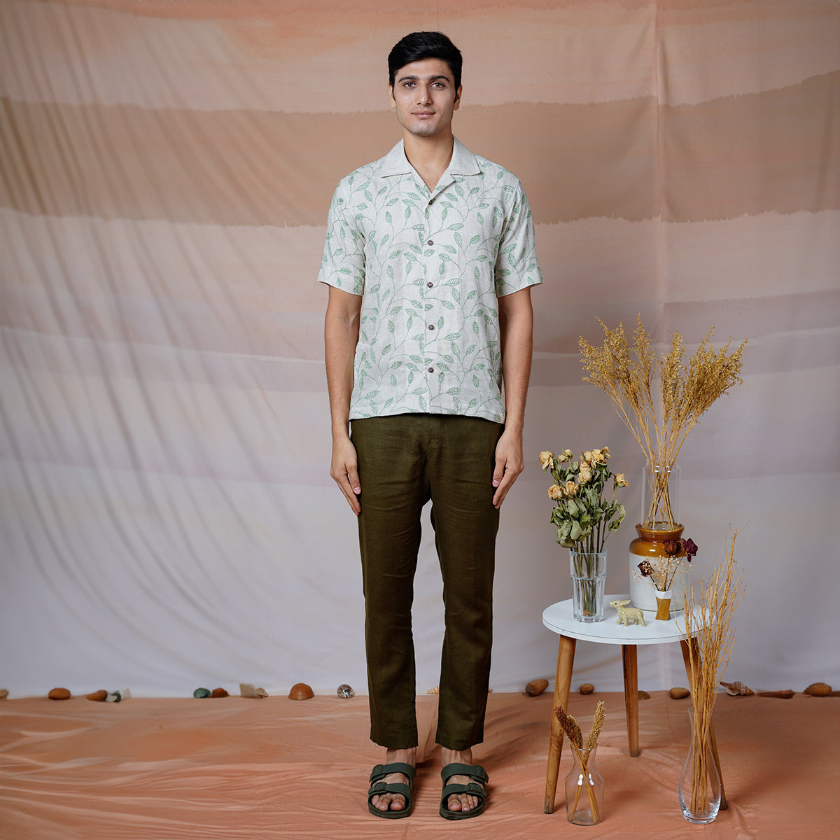 Forest Fern - Hand Embroidered Unisex Linen Shirt