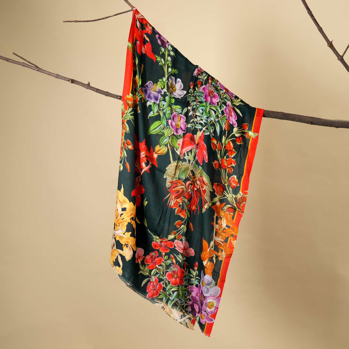 Midnight Bloom Bamboo Modal Stole