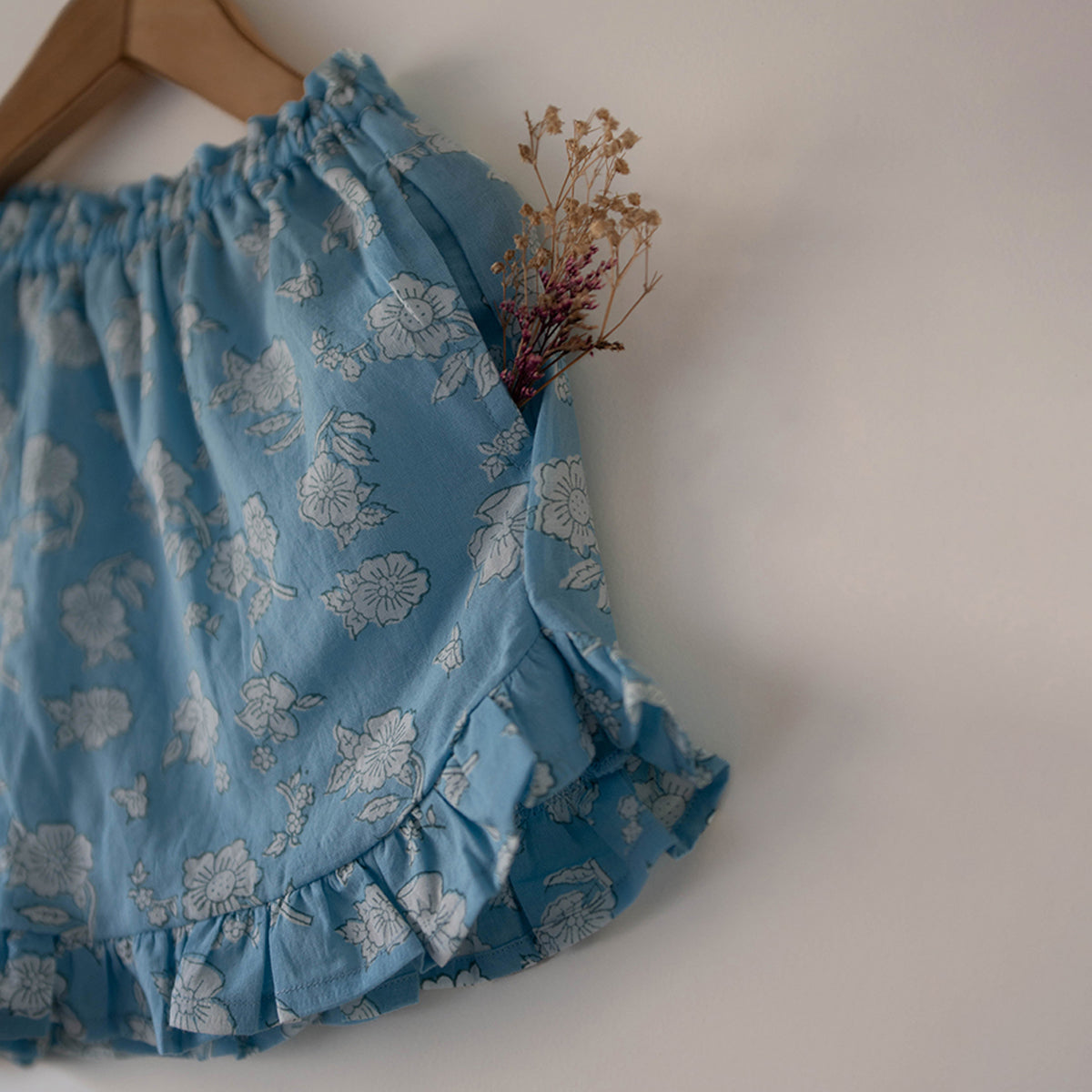 Blossom Powder Blue Spaghetti Top Shorts Set