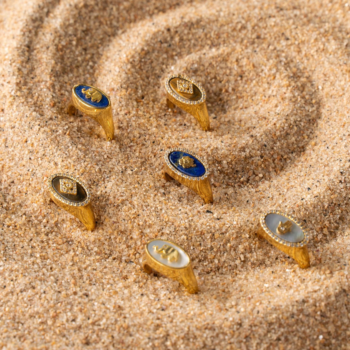 Elephant Mother of pearl Signet Ring Adjustable