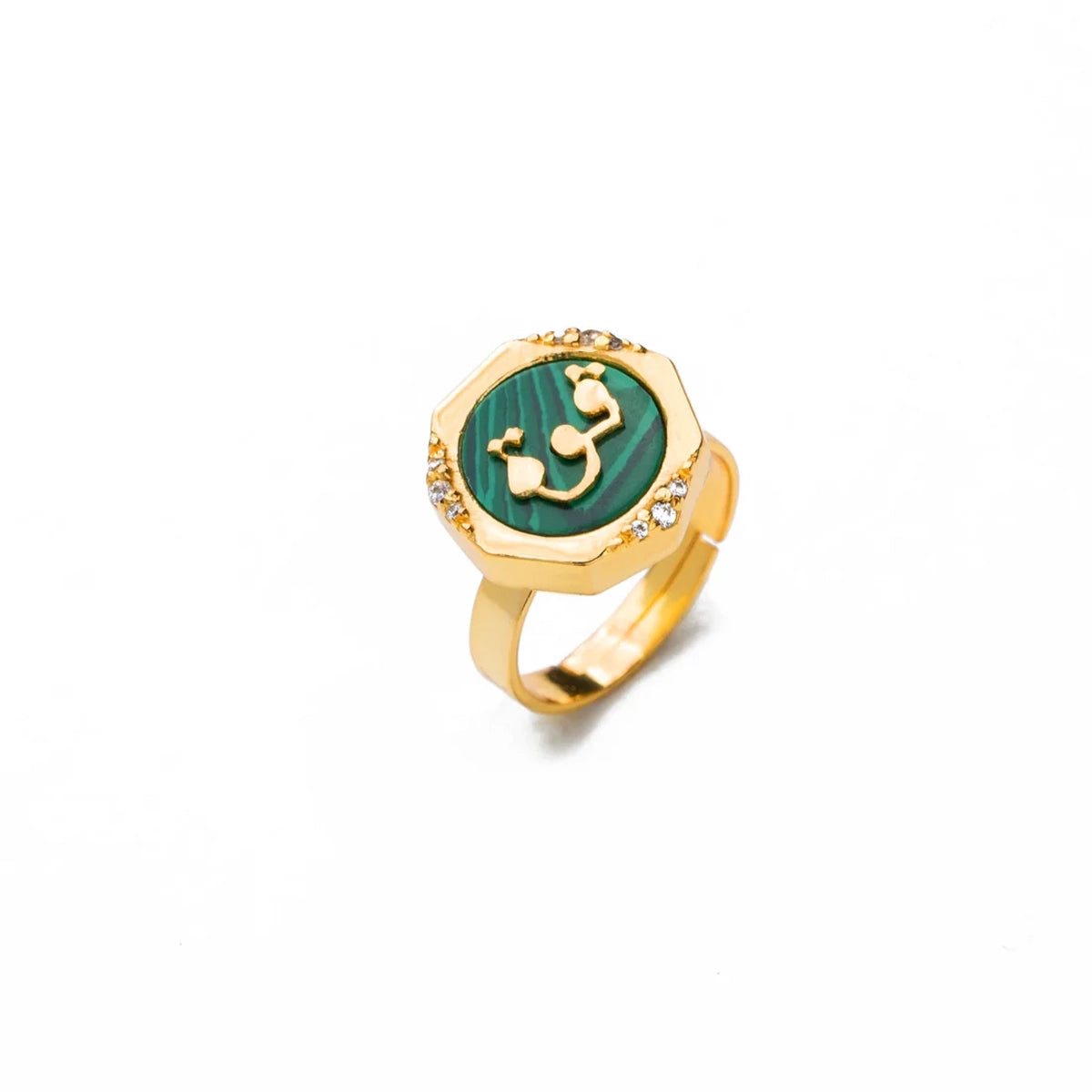 Power Malachite Studded Ring - Adjustable