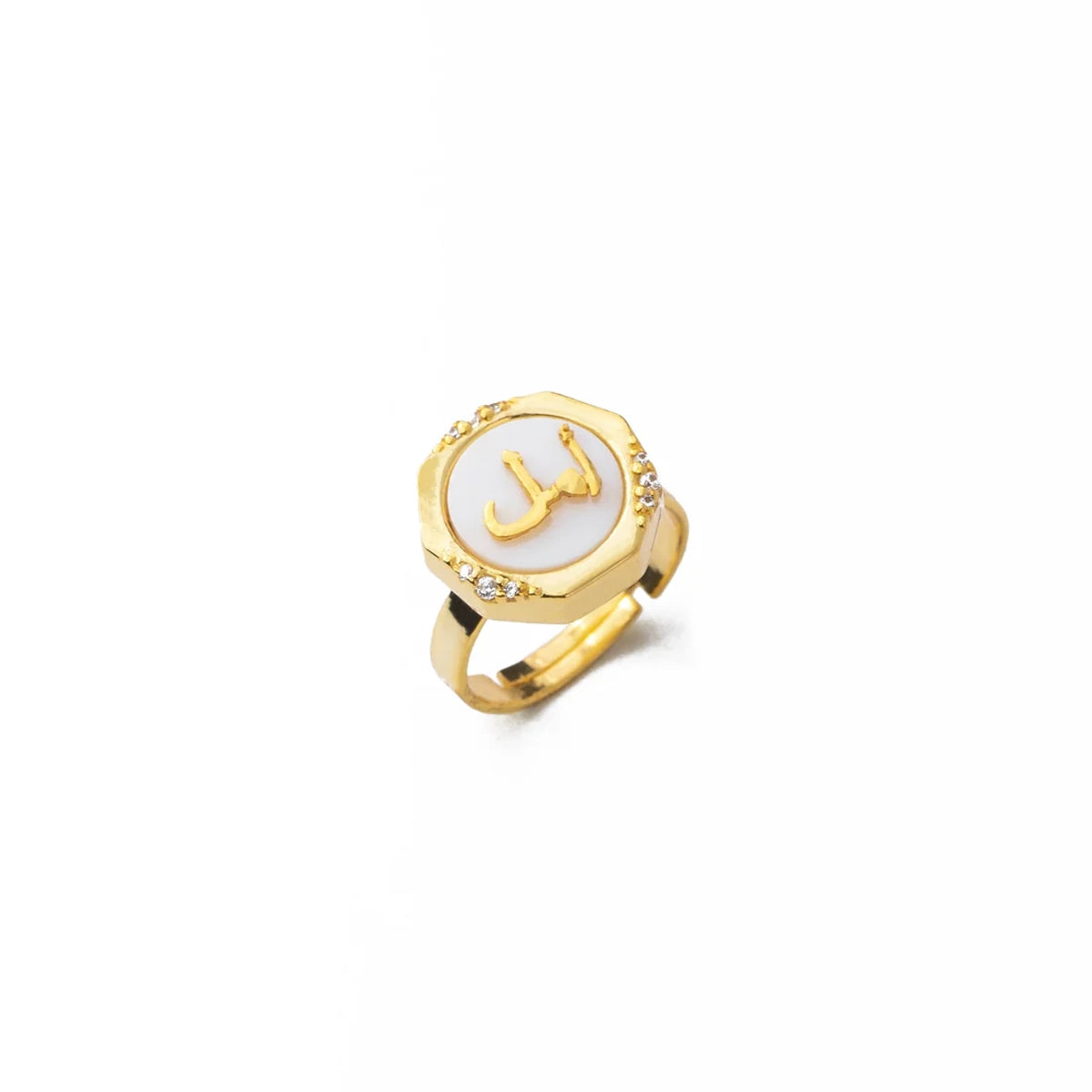 Hope Mother Of Pearl Studded Ring - Adjustable