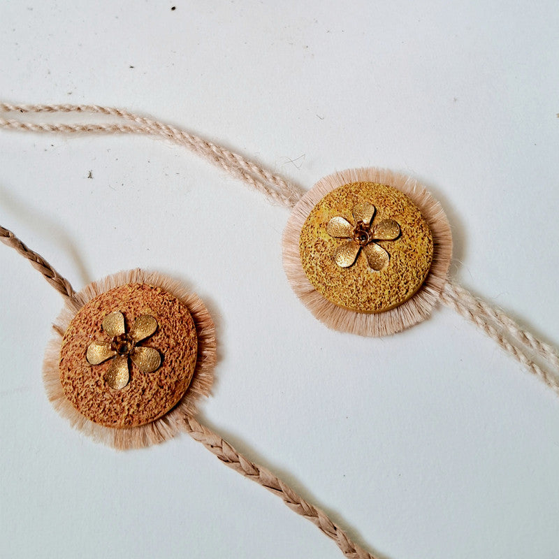 Grass Jute Rakhi For Bhaiya | Twin Floral Rakhi | Set of 2