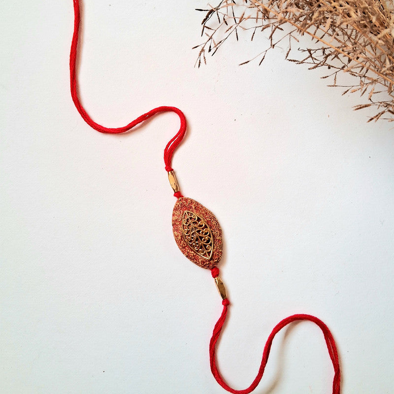 Cotton Rakhi For Bhaiya | Naquashi Rakhi | Red